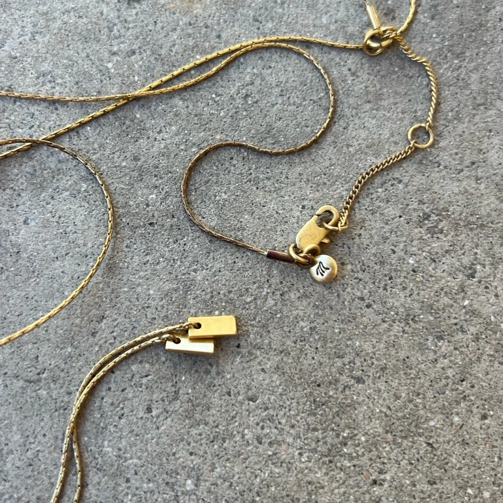 Vintage Madewell Long necklace sautoir, gold tone adjustable pendant Round Ring - Picture 5 of 14